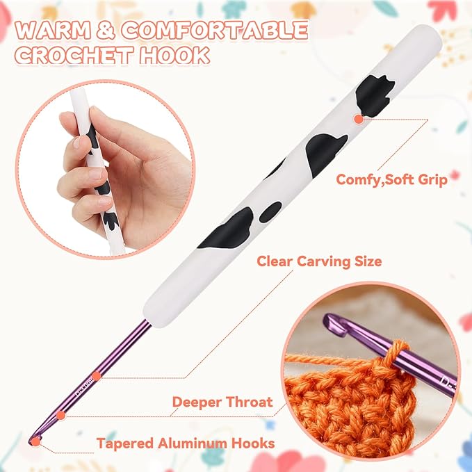 Coopay Crochet Hooks, Crochet Hook with Soft Polymer Clay Handle and Attached Bracelet - Stylish & Practical - 3.0mm (D-3)