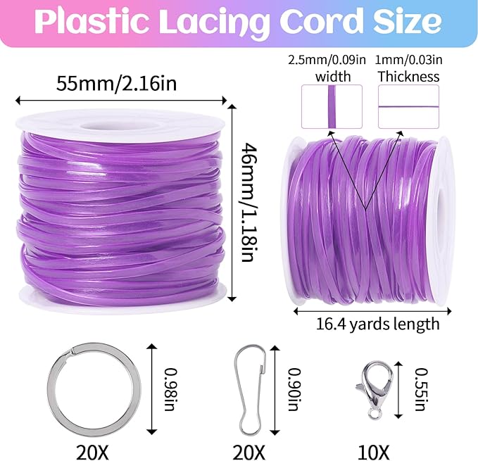 Candygirl 147 Yards Lanyard String Glow in Dark Gimp String Kit Plastic Lacing Cord for Boondoggle Bracelets Keychains DIY Crafts Weaving Kit（9 Rolls, 442 Feet）