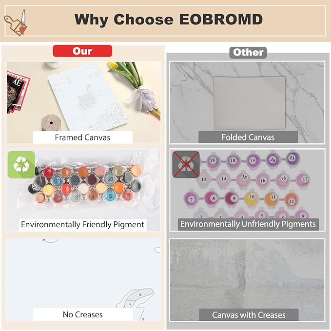 EOBROMD Framed Paint by Numbers Kits for Adults - Wooden Easel, Cat Lake DIY Painting Kits for Adults Beginner, Painting on Stretched Canvas Oil Paint by Numbers for Home Decor Gift 10x14 Inch