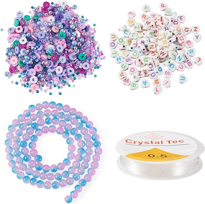 Spritewelry Friendship Bracelet Making Kit with Glass Seed Beads 8mm Sky Blue Clay Beads Bracelet Making Kit for Adults Letter Bead for Jewelry Making DIY Crafts Gift Supplies 1 Bag