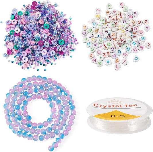 Spritewelry Friendship Bracelet Making Kit with Glass Seed Beads 8mm Sky Blue Clay Beads Bracelet Making Kit for Adults Letter Bead for Jewelry Making DIY Crafts Gift Supplies 1 Bag
