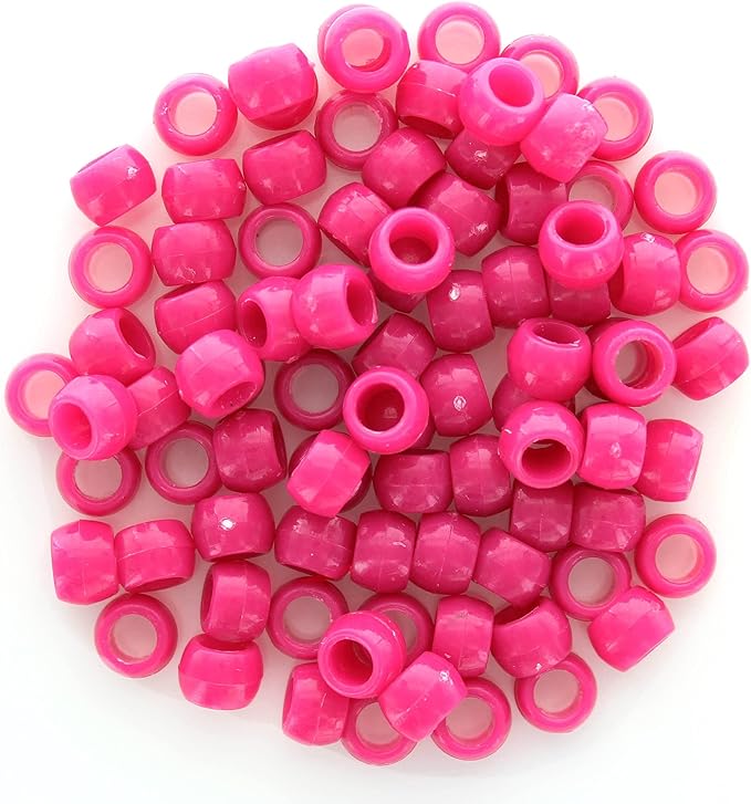 Pony Beads, 6x9mm, Neon Pink, 750pc – Bracelet Making Kit for Jewelry and Kandi Crafts – Bulk Craft Beads for Friendship Bracelets and DIY Projects