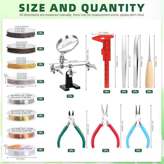 Keadic 1489Pcs Jewelry Making Tools with Findings Set Includes Jewelry Pliers, Cord End, Jump Rings, Lobster Clasps, Beading Wires, Earring Hooks, Screw Eye Pins for Earring Bracket Necklace Making