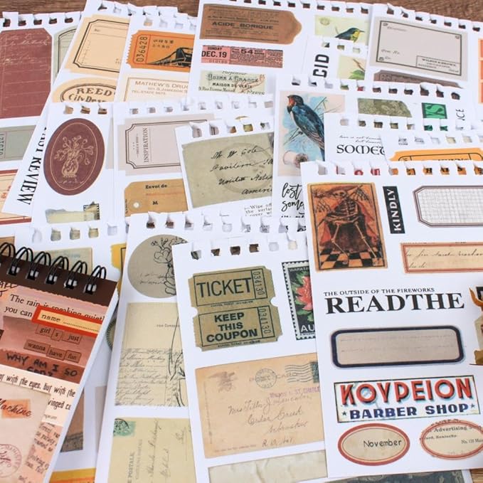 532PCS Vintage Stickers for Scrapbooking, 50 Sheets Precut Washi Stickers Book for Journaling, Scrap Book Ephemera for Junk Journal Supplies, Scrapbooking, Bujo, Collage, Crafts Arts