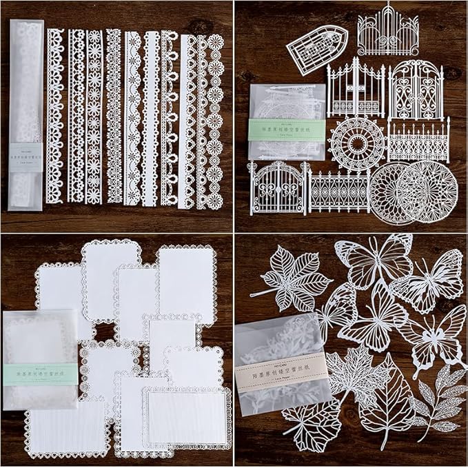 Vintage Scrapbook Paper Lace for Scrapbooking Supplies Kit,Diuhofart 40 Pcs Decorative Paper Cutouts for Junk Journaling,DIY Craft Album Planner Embellishments,Card Making