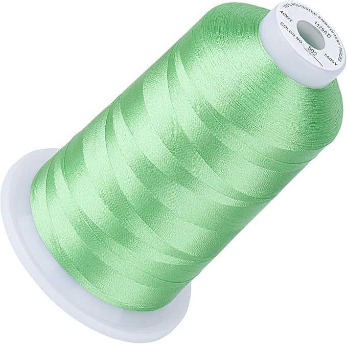 Simthread 5500Yds Embroidery Thread, 5000M High-Yardage 40WT 100% Polyester Thread – 170+ Vivid Colors, High-Speed Rated – Compatible with Brother, Singer, Janome & More - Mint Green 502