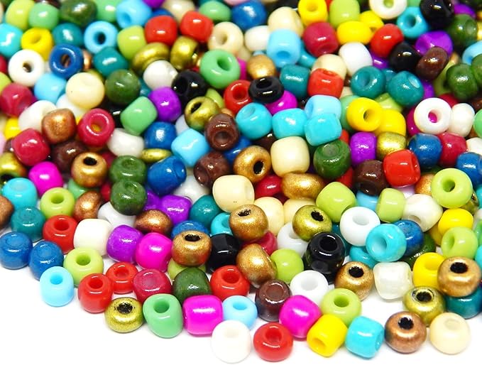 Perlin Glass Seed Beads 2mm 11/0 Round Mini Small Pony Beads 6500pcs for Making Earrings Bracelets Pendants Waist Jewelry DIY Handmade Opaque Color Kit (Assorted Colours)