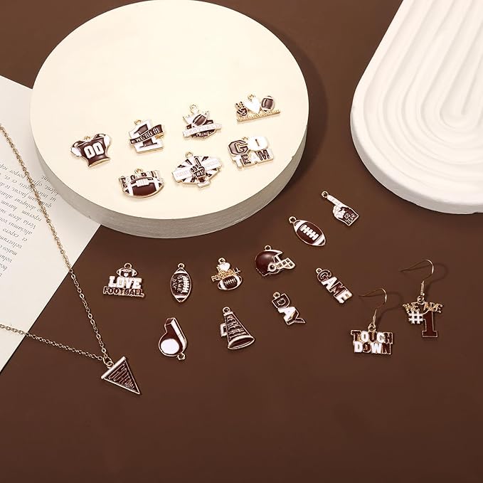 3000PCS+ Game Day Beads for Bracelets Making Clay Heishi Beads Pearl Acrylic Letter Bead Enamel Football Charms for Bracelet Earrings Necklace Making DIY Game Day Accessories (Burgundy White)