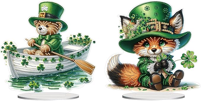 DIY Dot Diamond Desktop Easter Creative Ornaments Diamond Art Painting by Number Embroidery Arts and Crafts Easter for Home Office Garden Decoration (Single Side Dot Diamond)-2PCS