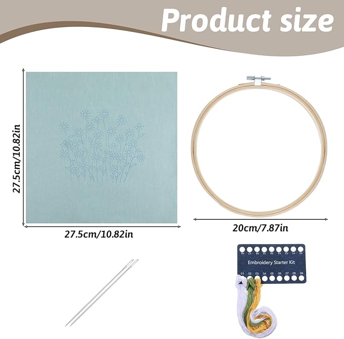 Zelphvt Embroidery Kits for Beginners Daisy Flower Beginner Cross Stitch Kits Embroidery Kit Flowers DIY Needlepoint with Floral Pattern Including Hoop Threads and Instruction