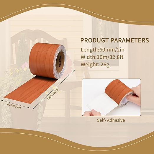 Wood Grain Repair Tape, 2" x 32ft Self Adhesive Tape for Furniture, Flooring, Cabinets, Doors, Windows, DIY Crafts - Durable, Easy to Use for Seamless Repairs