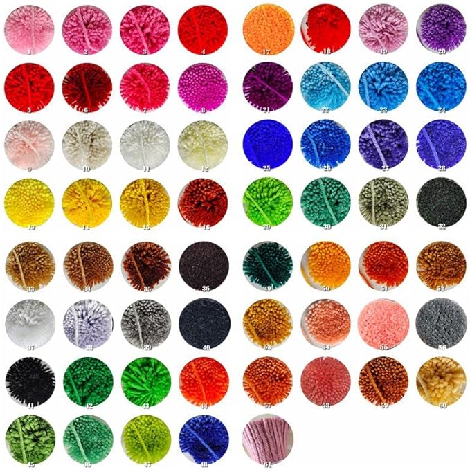 1-61 Colors Latch Hook Kit Colorful Yarn Bundles Cut Rug Yarn DIY Latch Hook for Handmake Craft Sewing Knitting for Adults (61pcs)