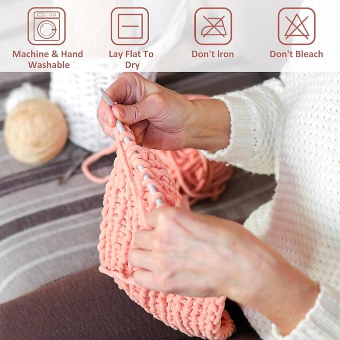 4 Pac Chenille Yarn for Crocheting - Soft Blanket Yarn, 50g/1.76oz, 60m/65yard (Coffee)
