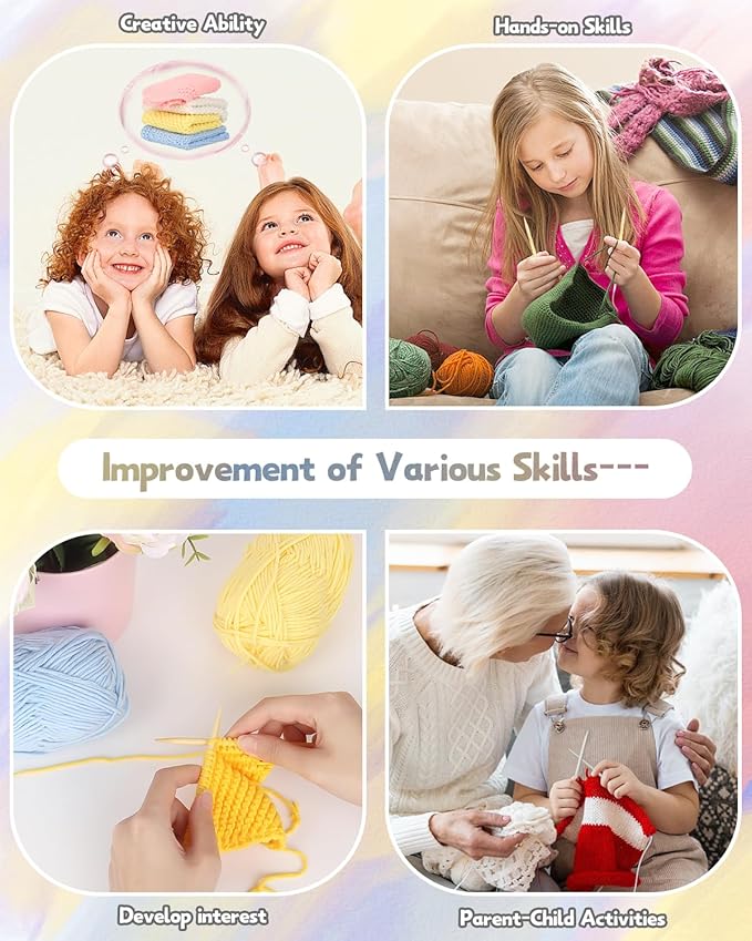 Katech Beginner Knitting Kit for Adults-Includes Book, Needles, Soft Yarn-Art Craft Kit for Learning to Make Dishcloths