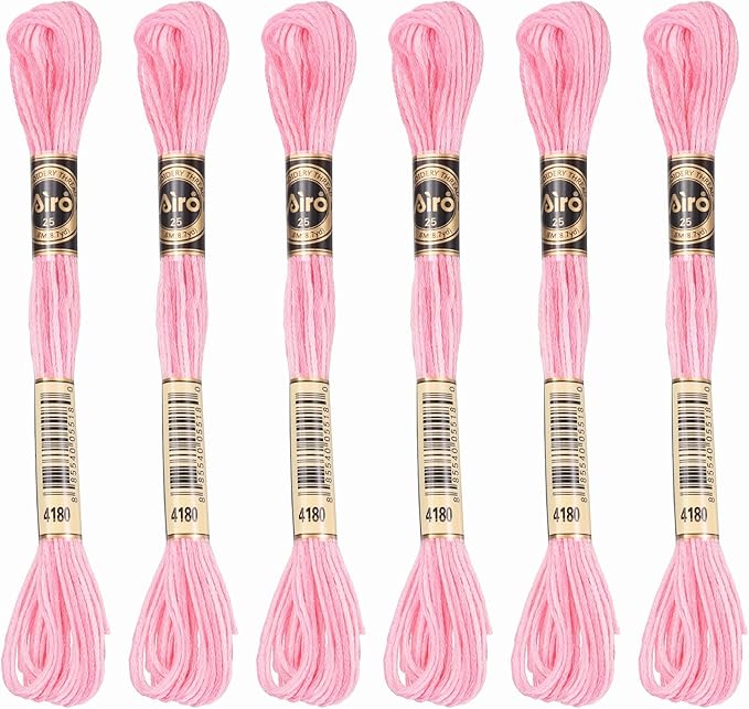 PATIKIL 6 Skeins Embroidery Floss, Polyester Embroidery Threads Bracelets String for Cross-Stitch Hand Embroidery, Light Pink