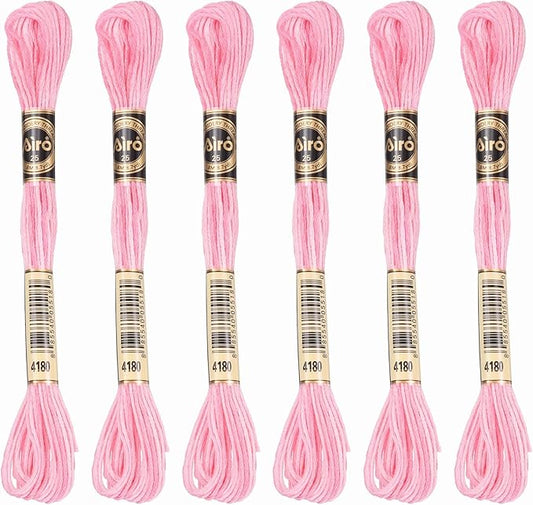 PATIKIL 6 Skeins Embroidery Floss, Polyester Embroidery Threads Bracelets String for Cross-Stitch Hand Embroidery, Light Pink