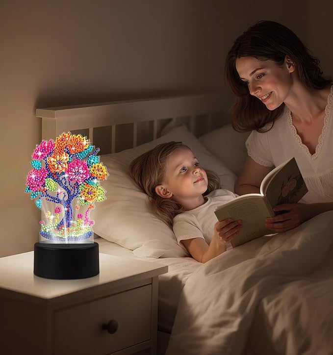 Diamond Painting Night Light, Diamond Painting Kits For Adults Desktop Ornaments For Table Tabletop Decor Diamond Art Accessories For Adult Beginner Touch Lamp for Bedrooms Living Room-Tree of Life