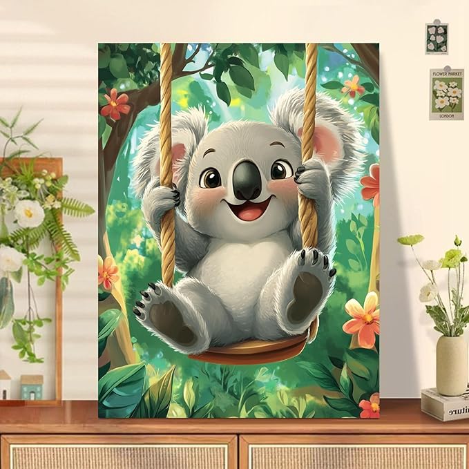 Reivworl Paint by Numbers Kit for Kids - with Frame and Easel, Koala Paint by Number Kids Age 6-8-12 Boys Girls, Paint by Numbers for Gifts and Decor (9.5X12Inch)