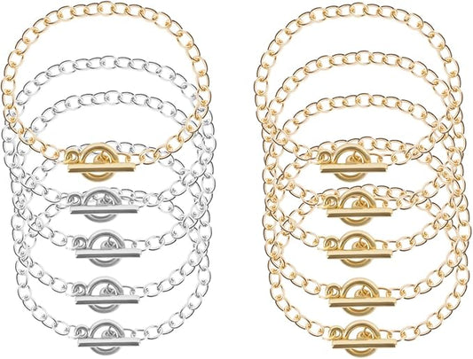 9 Pieces Bracelet Chains with Lobster Clasps for Women DIY Jewelry Making Bracelets Crafts Supplies (Gold, Silver)