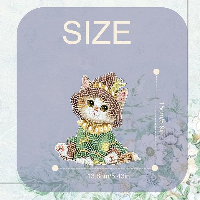 TDFERAN Diamond Painting Pendant Cat DIY Diamant Art Ornament Kits Window Pendant Diamond Painting Hanging Diamant Painting Suncatcher Art Wind Chimes Hanging for Wall Home Decor