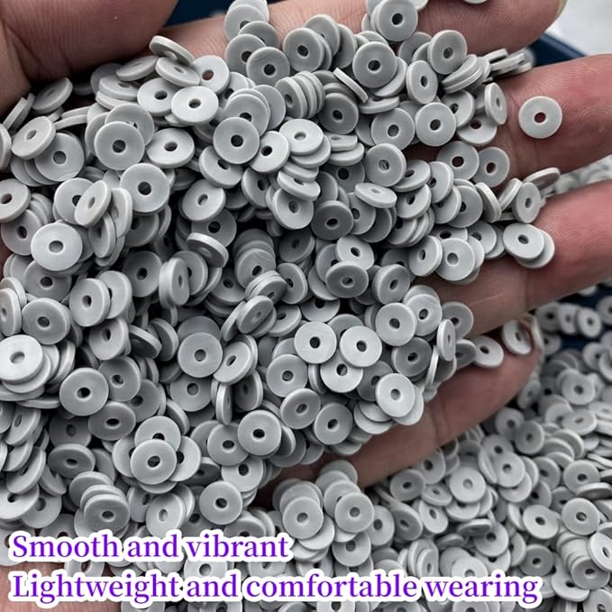 2000pcs Heishi Vinyl Beads Flat Round Polymer Clay Spacer Beads for Making Bracelet Necklace Earring Accessories DIY Handmade Craft(Gray, 6mm)