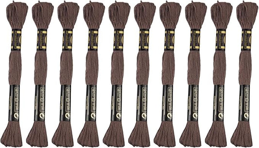 12 Skeins Premium Egyptian Embroidery Floss 9 Yards Each Egyptian Long Fiber Cotton Cross Stitch Thread for Embroidery Projects Bracelet. (12, Coffe)