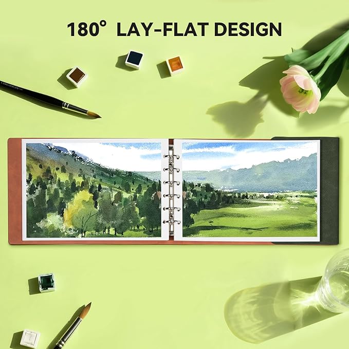 Lightwish Watercolor Sketchbook,100% Cotton 300gsm/140lb Watercolor Journal, Acid Free Hot Press Watercolor Paper for Artists,Adults,Students,20 Sheets,Paper 5.8 * 8.2 Inches