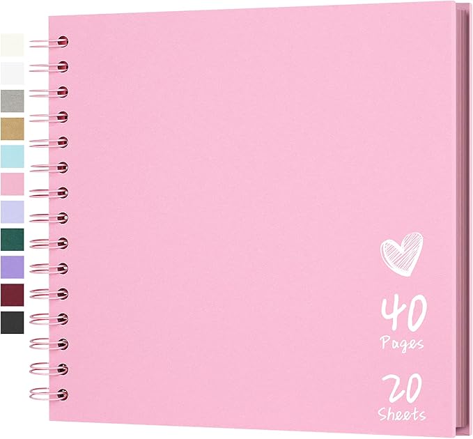 Scrapbook 8x8 Inch DIY Scrapbook Album Hardcover Kraft Paper Scrap Book Photo Albums 40 Pages Perfect for 4x6 / 5x7 Photos Memory Book for Family, Wedding