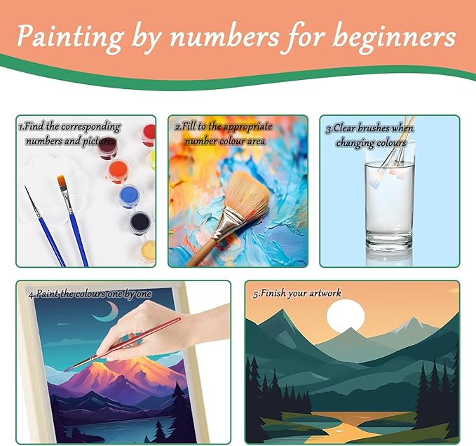2 Pack National Park Paint by Numbers Kit for Adults Beginners - 12x16 Inch Easy Paint by Numbers Kit Landscape for Adults Mountains Kits on Canvas,Sunset Wander Painting by Numbers for National Parks