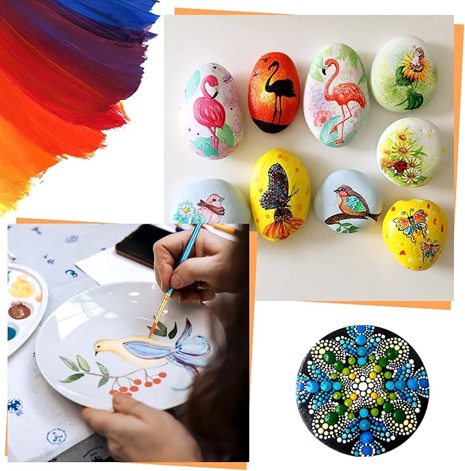 20 Pcs Paint Brushes, Acrylic Painting Brush Set, Watercolor Brushes, Acrylic Brushes for Oil Watercolor, Miniature Detailing, and Rock Painting