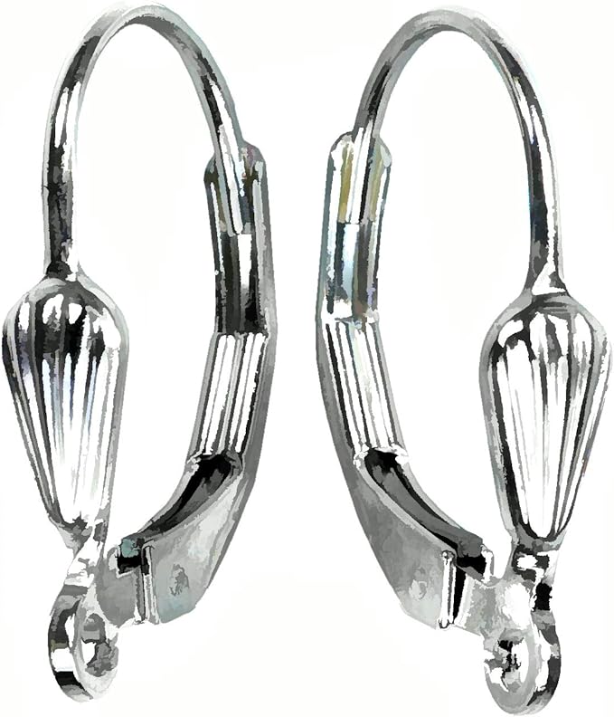ugems 3-pairs sterling silver shell leverback earring findings