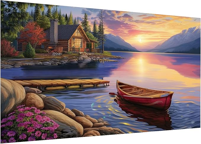DOTZSO Landscape Diamond Painting Kits for Adults, Easy DIY 5D Round Full Drill Diamond Art kit Diamond Dot Crystal Gem Art and Craft for Beginners Home Wall Decor 12x16 Inches