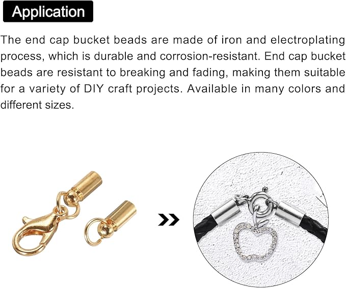 MECCANIXITY Fold Over Cord End Caps Rose Gold 3mm OD with Crimp Covers Lobster Claw Clasps DIY Jewelry Making for Bracelets and Necklaces Crafting 20 Pcs