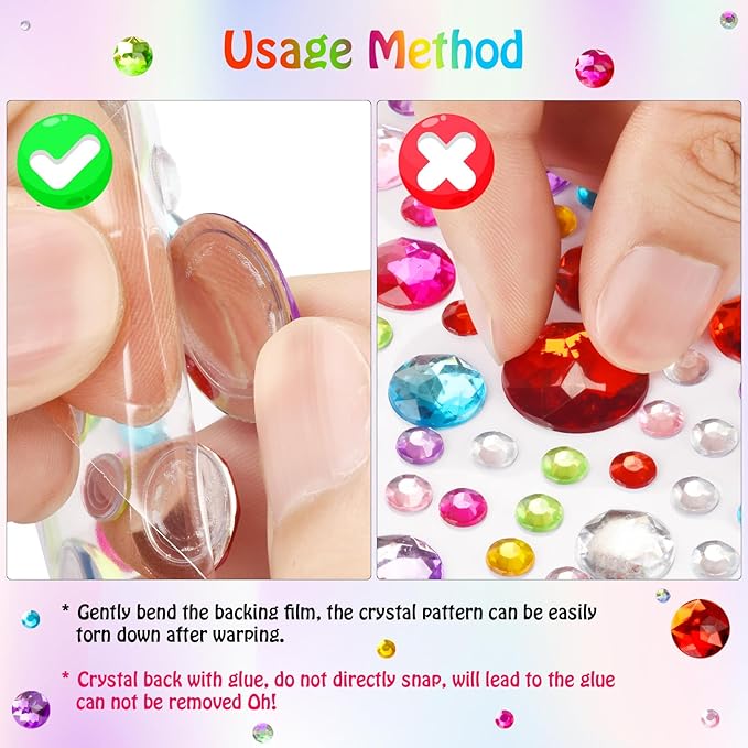 Easter Gem Stickers Rhinestones for Crafts Scrapbook Supplies, Sparkling Cute Star Heart Round Small Stickers, Glitter Jewels Bedazzling Sticker Makeup, Diamond Art Kit DIY Decoration