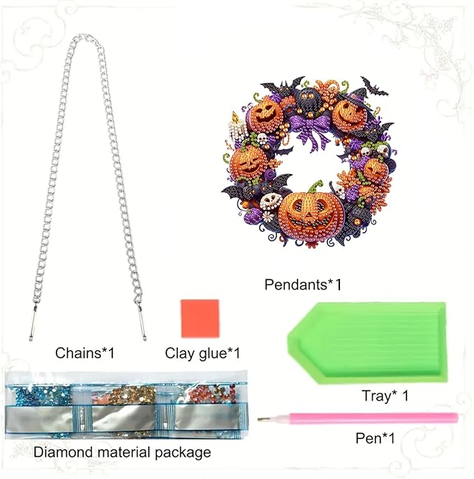 RYMILIE Diamond Art Hanging Kit for Adult,Special Shaped Rhinestone,Double Sided 5D DIY Acrylic Diamond Art Painting Window Pendants Home Garden Wall Hanging Kits Hanging Ornament (Halloween Pumpkin)