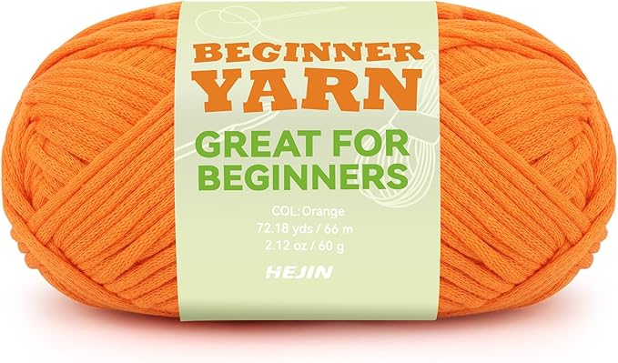 60g Orange Yarn for Crocheting and Knitting;66m (72yds) Cotton Yarn for Beginners with Easy-to-See Stitches;Worsted-Weight Medium #4;Cotton-Nylon Blend Yarn for Beginners Crochet Kit Making