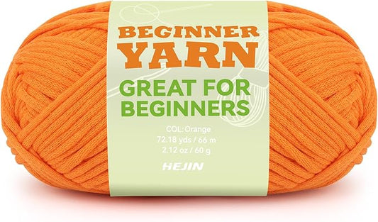 60g Orange Yarn for Crocheting and Knitting;66m (72yds) Cotton Yarn for Beginners with Easy-to-See Stitches;Worsted-Weight Medium #4;Cotton-Nylon Blend Yarn for Beginners Crochet Kit Making