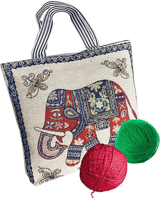 Crochet Bag Organizer for Yarn, Large Knitting Bag Portable Yarn Storage Bag for Knitting Needles Crochet Hooks (B)
