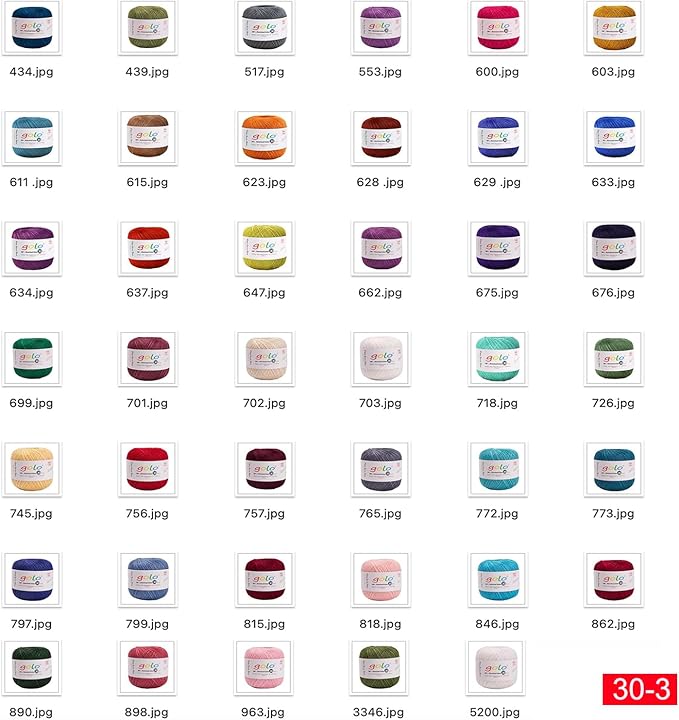 golo Crochet Thread Size 30 Yarn for Tatting Crochet Yarn for Hand Knitting White 5200