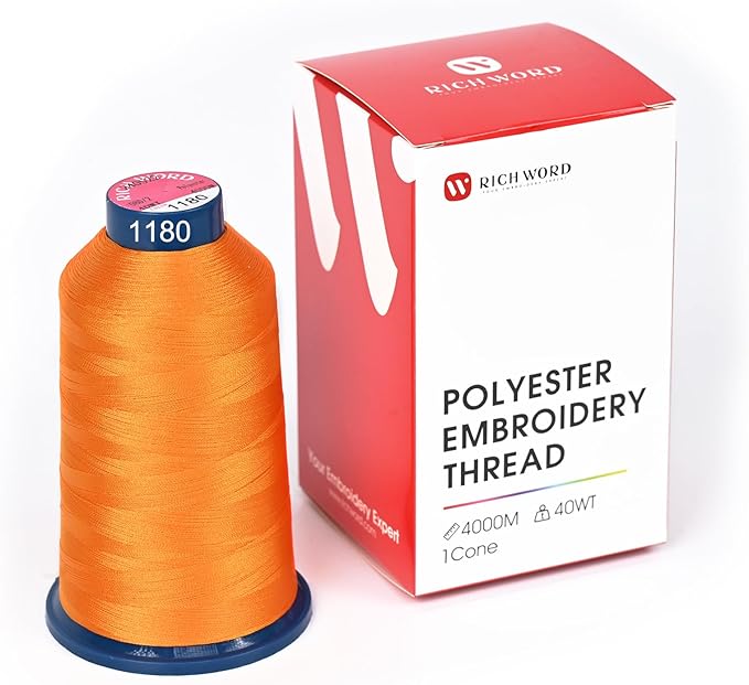 Poolin Embroidery Machine Thread Richword Selected Yellow 4000M 40WT Polyester Embroidery Thread – Smooth, Strong Single Spool for Home & Commercial Machines 1180
