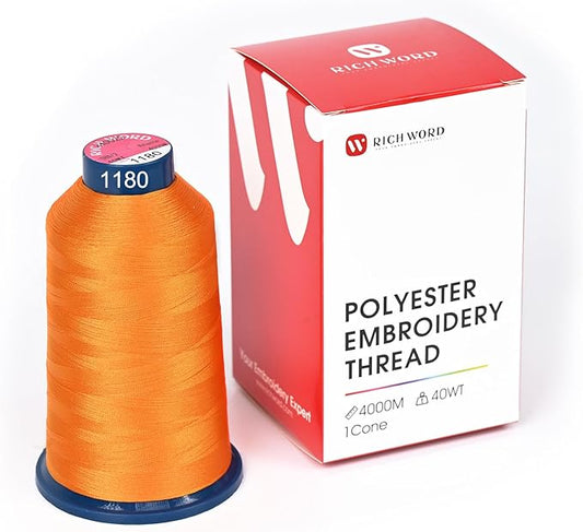 Poolin Embroidery Machine Thread Richword Selected Yellow 4000M 40WT Polyester Embroidery Thread – Smooth, Strong Single Spool for Home & Commercial Machines 1180