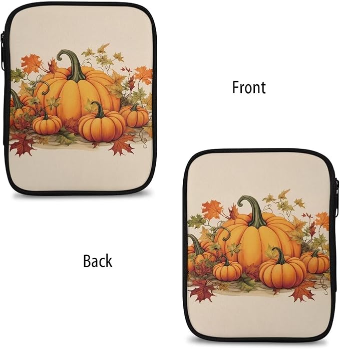 Hechitok Pumpkin Maple Leaf Crochet Hooks Case Zipper Bags Portable Crochet Storage Bag with Web Pocket and Crochet Holder Slots for Carrying Crochets Needles