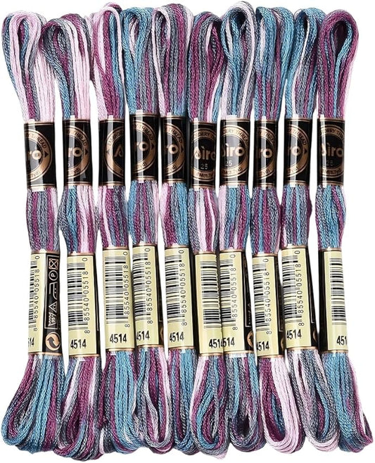 10 Skeins 87.5 Yards 6 Strands Gradient Cross Stitch Thread Variegated Embroidery Floss Friendship Bracelet String Yarn Bracelets Threads Bulk for Hand Sewing Knitting Crafts Stitching DIY
