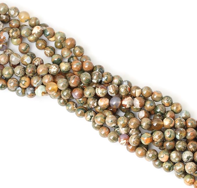 45PCS 8mm Natural Coffee Rhyolite Stone Gemstone Round Loose Beads for Jewelry Making 1 Strand 15"