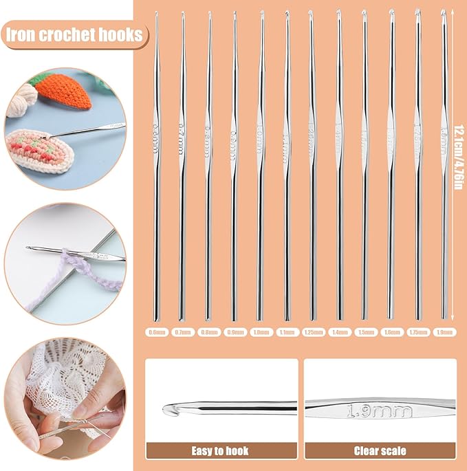 96 PCS Crochet Needles Set, Crochet Hooks Kit with Storage Bag, Metal Crochet Hooks with Stitch Markers, Large-Eye Blunt Needles for Crochet Lovers (Green)