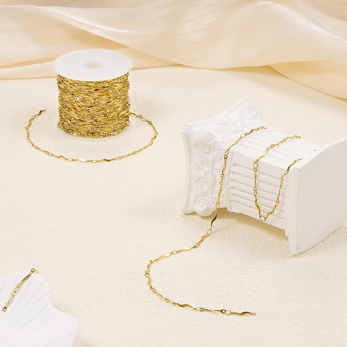 5 Meters Chains for Jewelry Making Stainless Steel Stick Chain Bulk for Women and Men Necklace DIY Chain Roll
