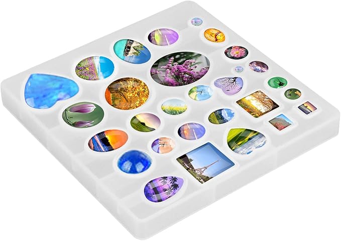 HOMEIDOL Resin Jewelry Molds Pendant Trays Making Kit with 30pcs 5 Styles Metal Pendants and 1pc Silicone Epoxy Casting Mold for Pendant Crafting DIY Gifts