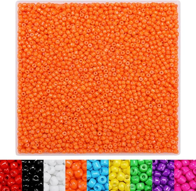 IOOLEEM Orange Seed Beads, 4000+ pcs 3mm Glass Beads for Jewelry Making, Bracelets