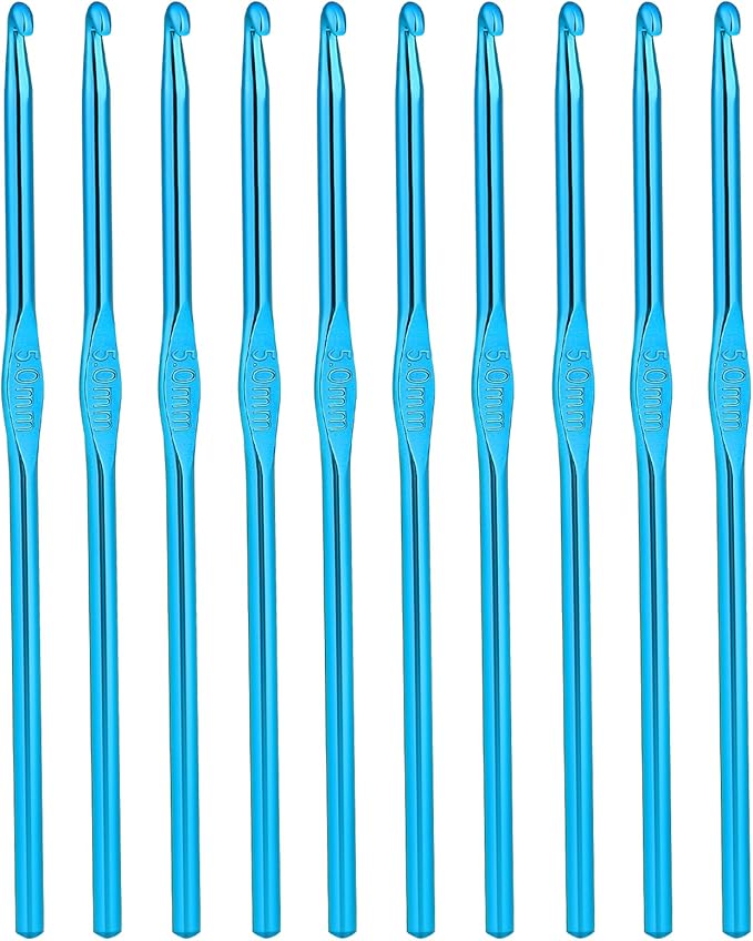Crochet Hook 10pcs 5mm Aluminum Crochet Hook Knitting Needles for DIY Craft Yarn Crochets Supplies for Knitting Scarf (Blue)