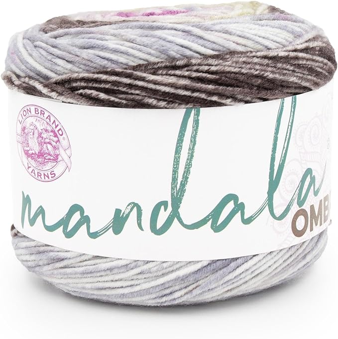 Lion Brand Yarn, Mandala Ombré Variegated Yarn for Crocheting, Knitting, and Crafts, Transform, 1 Pack, Soft, Acrylic Fiber for Cozy Blankets, Worsted Weight Sweaters and Colorful Shawls